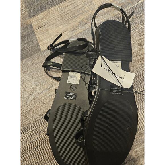 Lane bryant strappy flat sandals new black women's size 8 - Picture 4 of 4